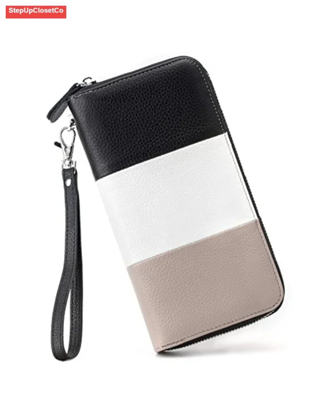 Genuine Leather RFID Blocking Wallet Large Capacity Zip Around Clutch Wristlet